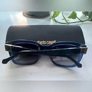 Gently Worn Robert Cavalli Blue Sunglasses Oversized sunglasses Roberto Cavalli Blue in Metal - 24758216 main image 3